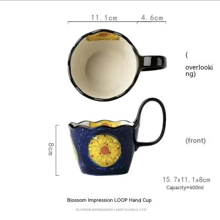 Handmade Large Capacity Painted Irregular Cups - Bellarte Enchanté Handmade Large Capacity Painted Irregular Cups